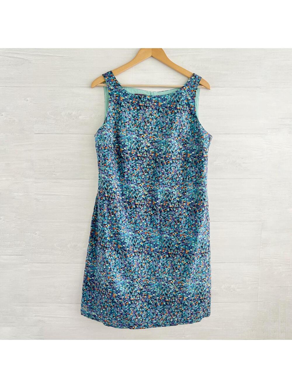 Liberty Art Fabrics - Blue abstract cotton sleeveless dress size 12